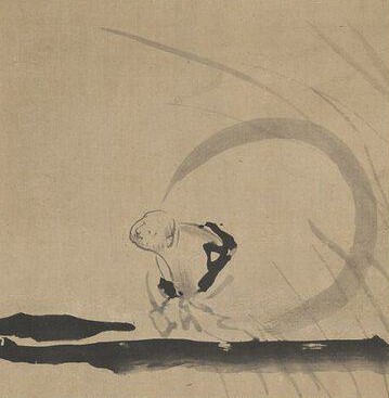 A painting and calligraphy by Hakuin Ekaku -a key figure in the Rinzai school of Buddhism