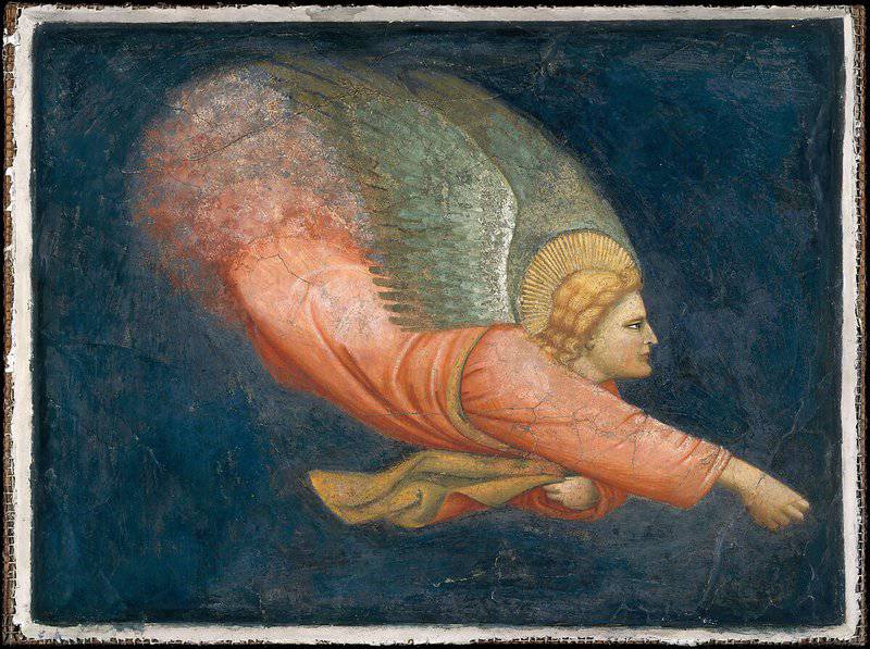 Angel from a fresco decoration of a chapel in the Torre della Gabbia in Mantua