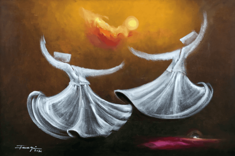 Whirling Dervishes painting by Shafique Farooq