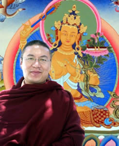 Shangpa Rinpoche in front of Manjushri Thangka